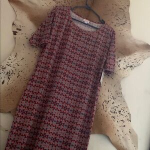 Geometric Patterned Dress in Red and Blue